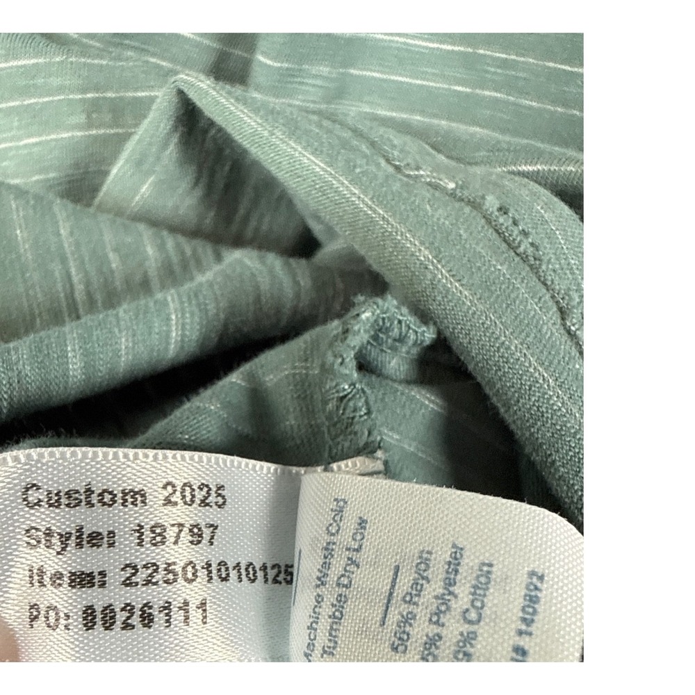 MARINE LAYER Striped T-Shirt Green Crew Neck Short Sleeve Top Womens Size XL New - Picture 5 of 10